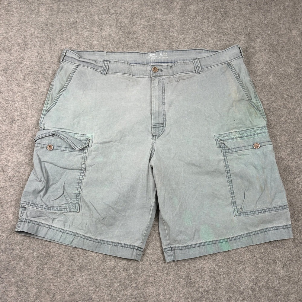 Izod Saltwater Cargo Shorts‎ Mens 42 Sage Green Stretch Utility Hiking Outdoors